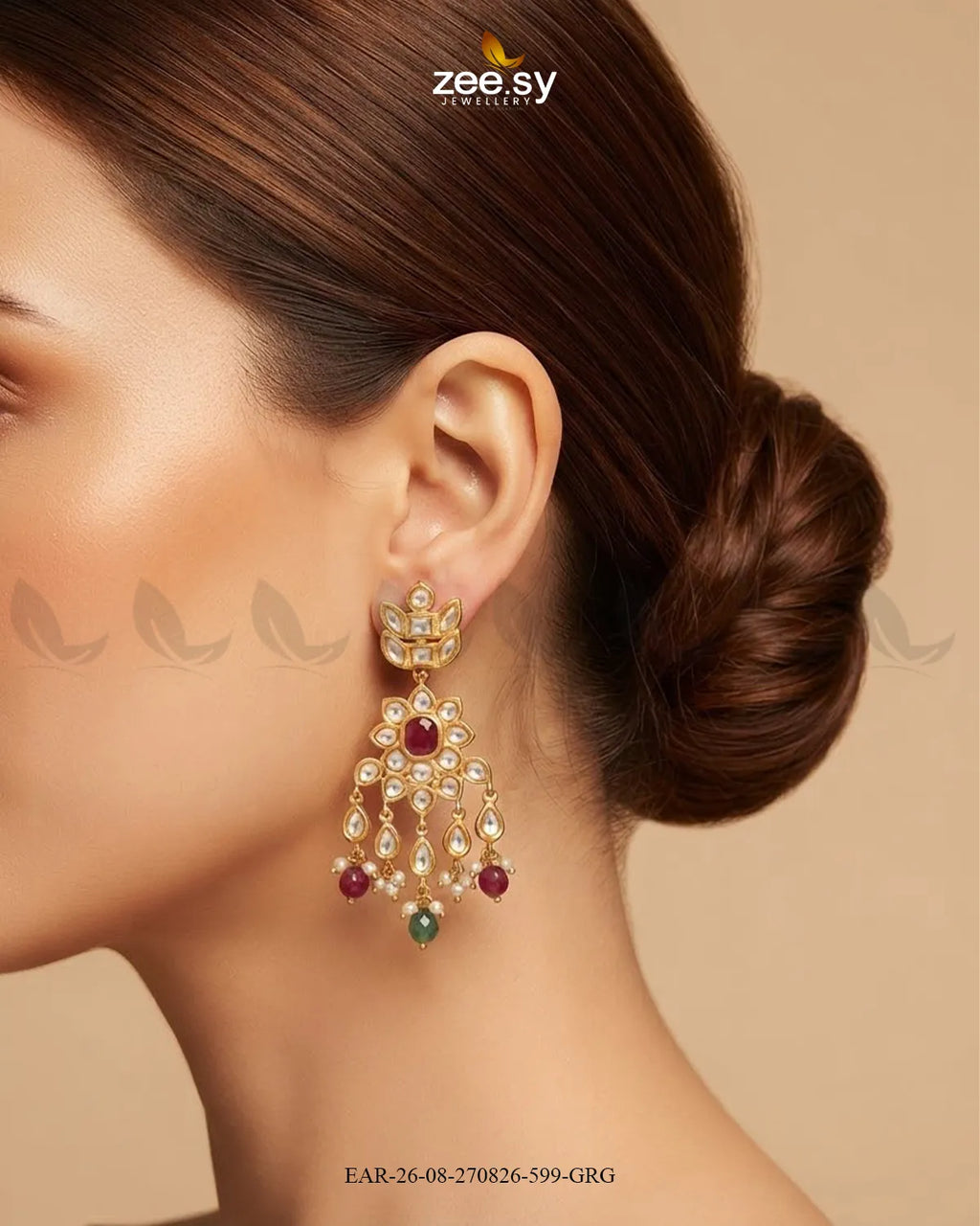 Aster Cascading Kundan Earrings