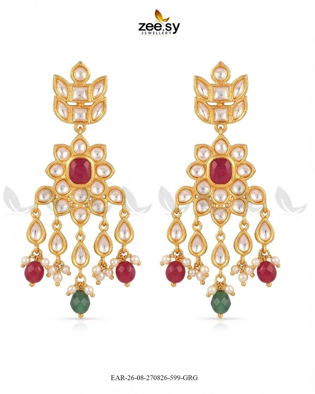 Aster Cascading Kundan Earrings