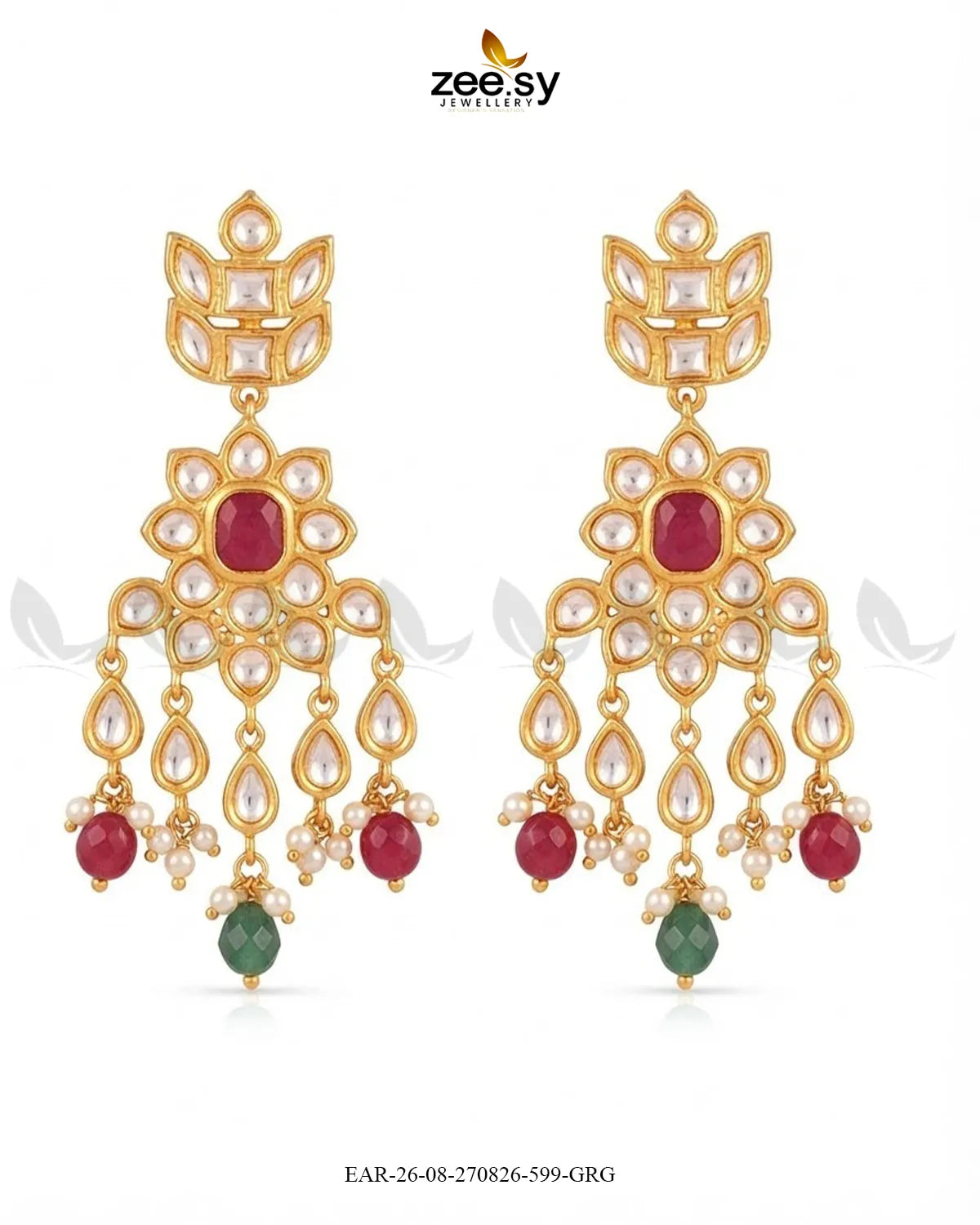 Aster Cascading Kundan Earrings
