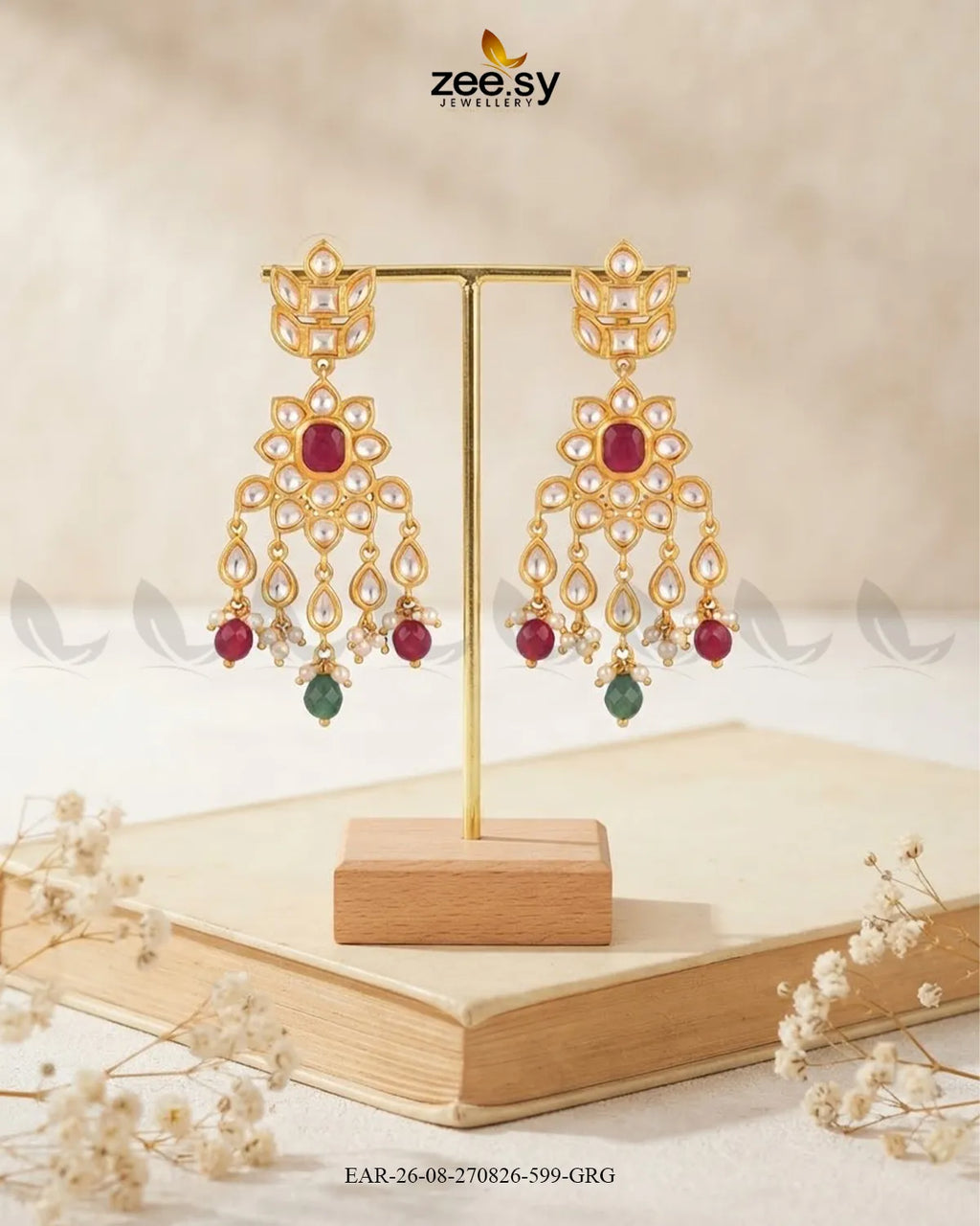 Aster Cascading Kundan Earrings