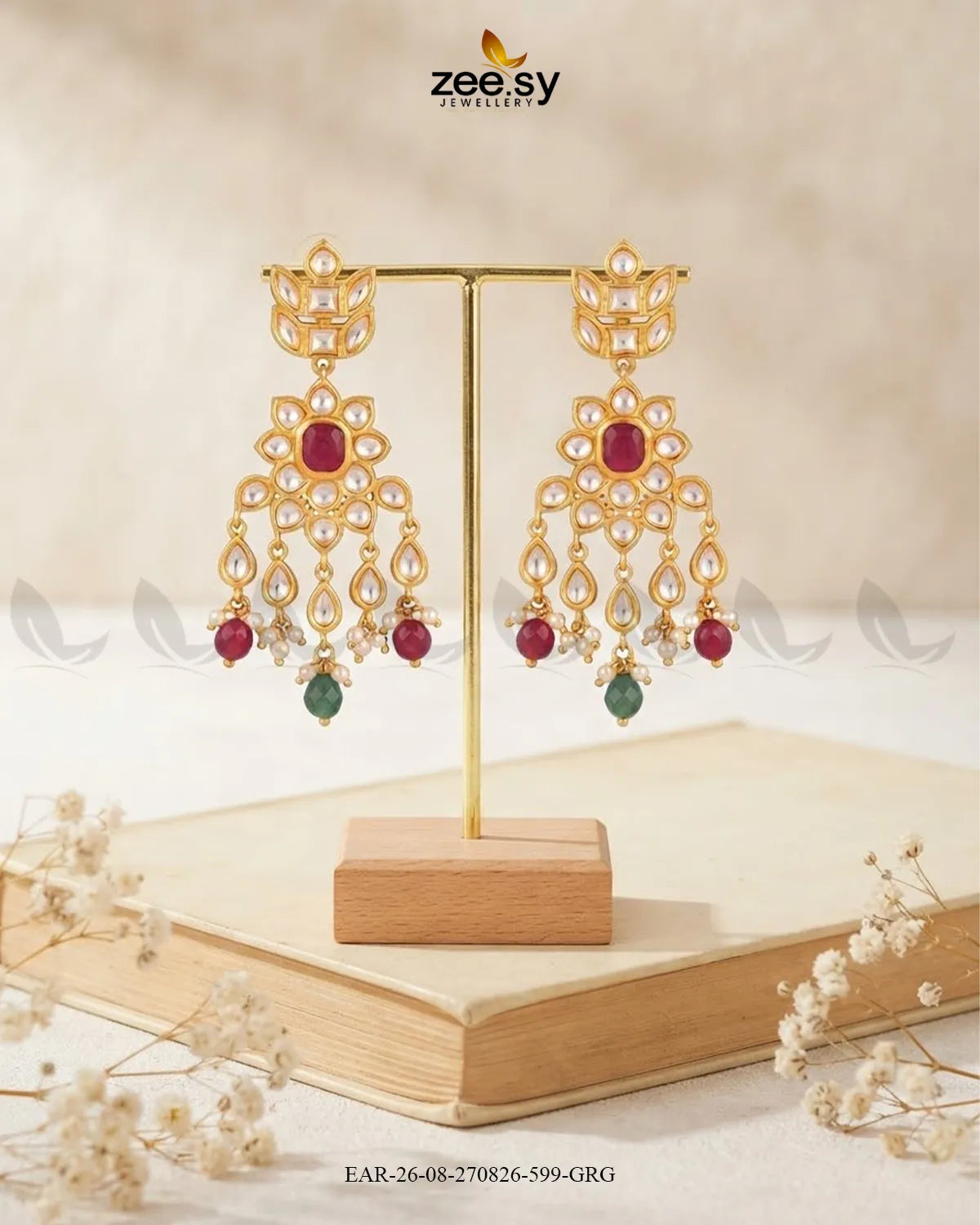 Aster Cascading Kundan Earrings