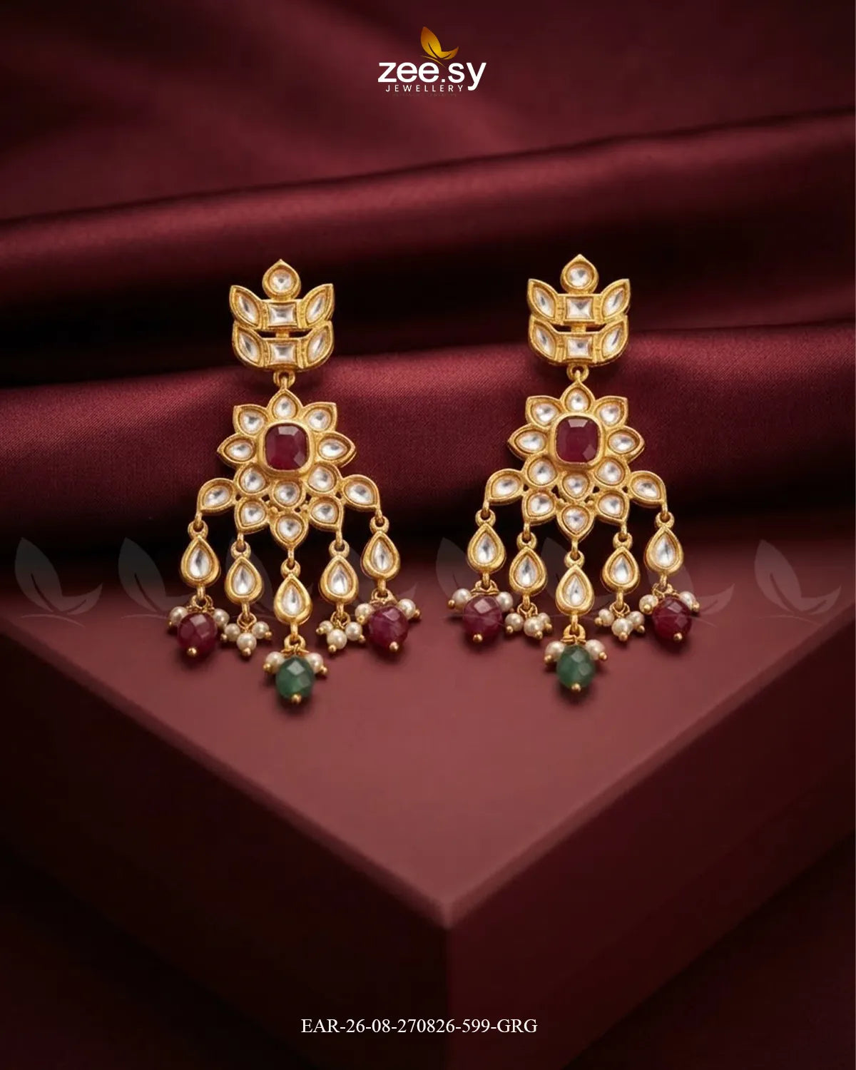 Aster Cascading Kundan Earrings