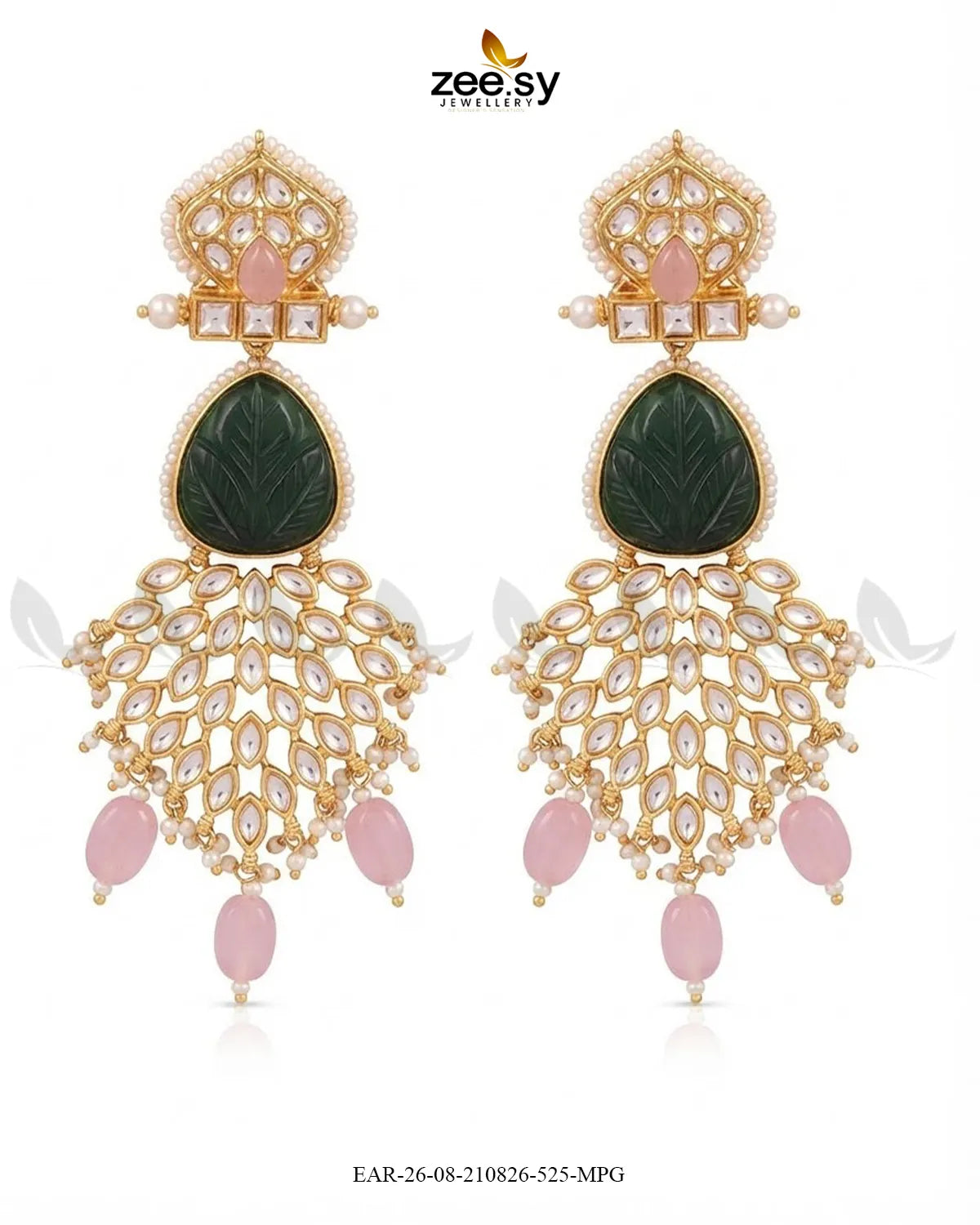 Flora Carved Kundan Earrings