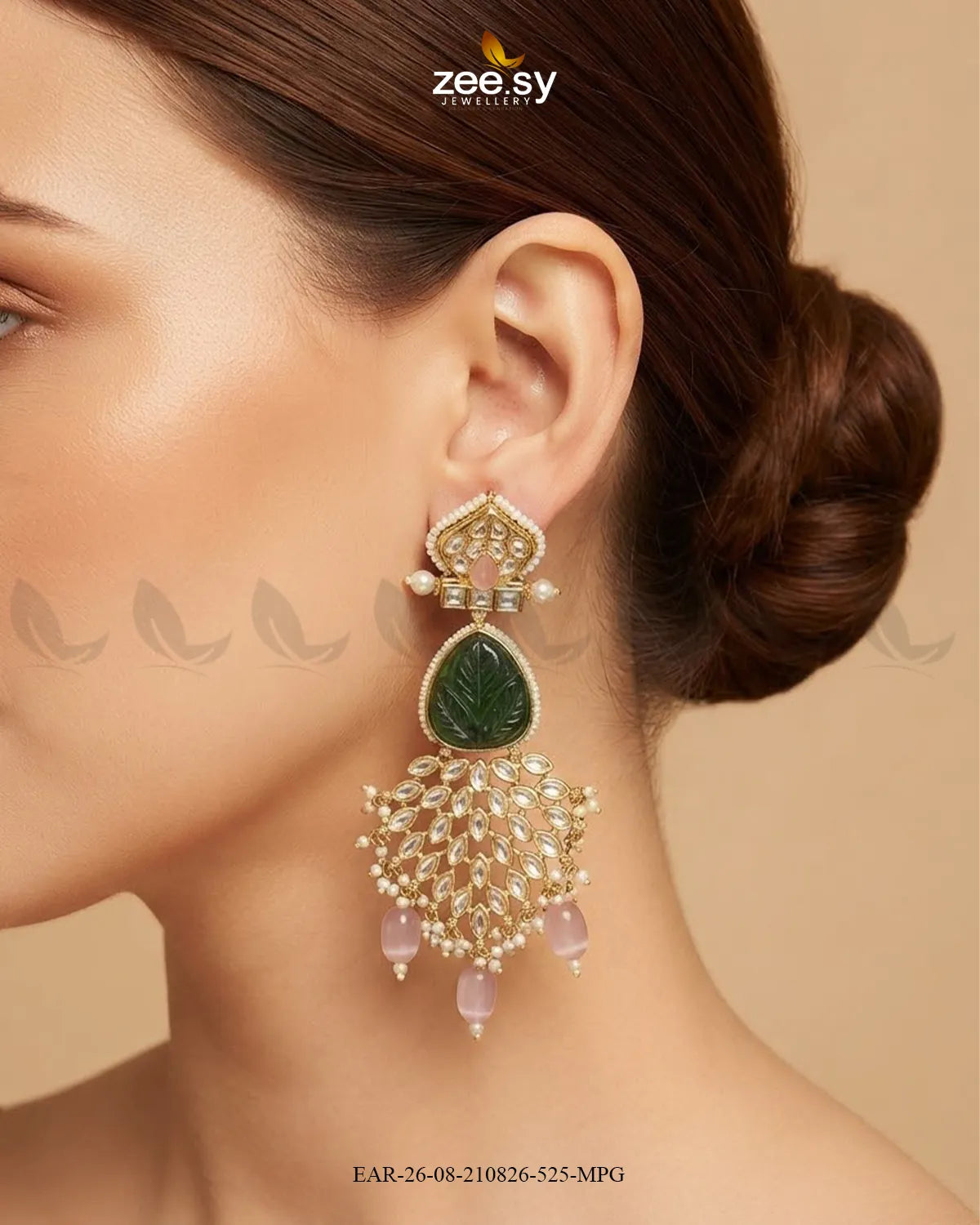 Flora Carved Kundan Earrings
