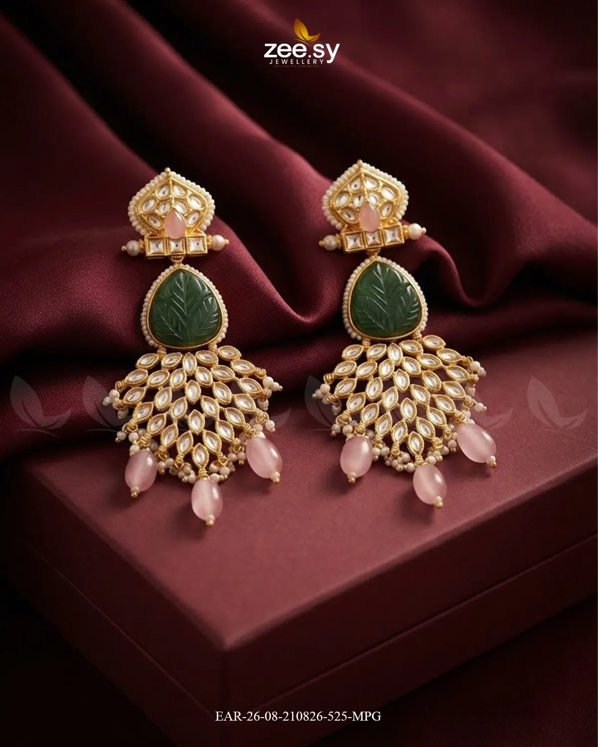 Flora Carved Kundan Earrings