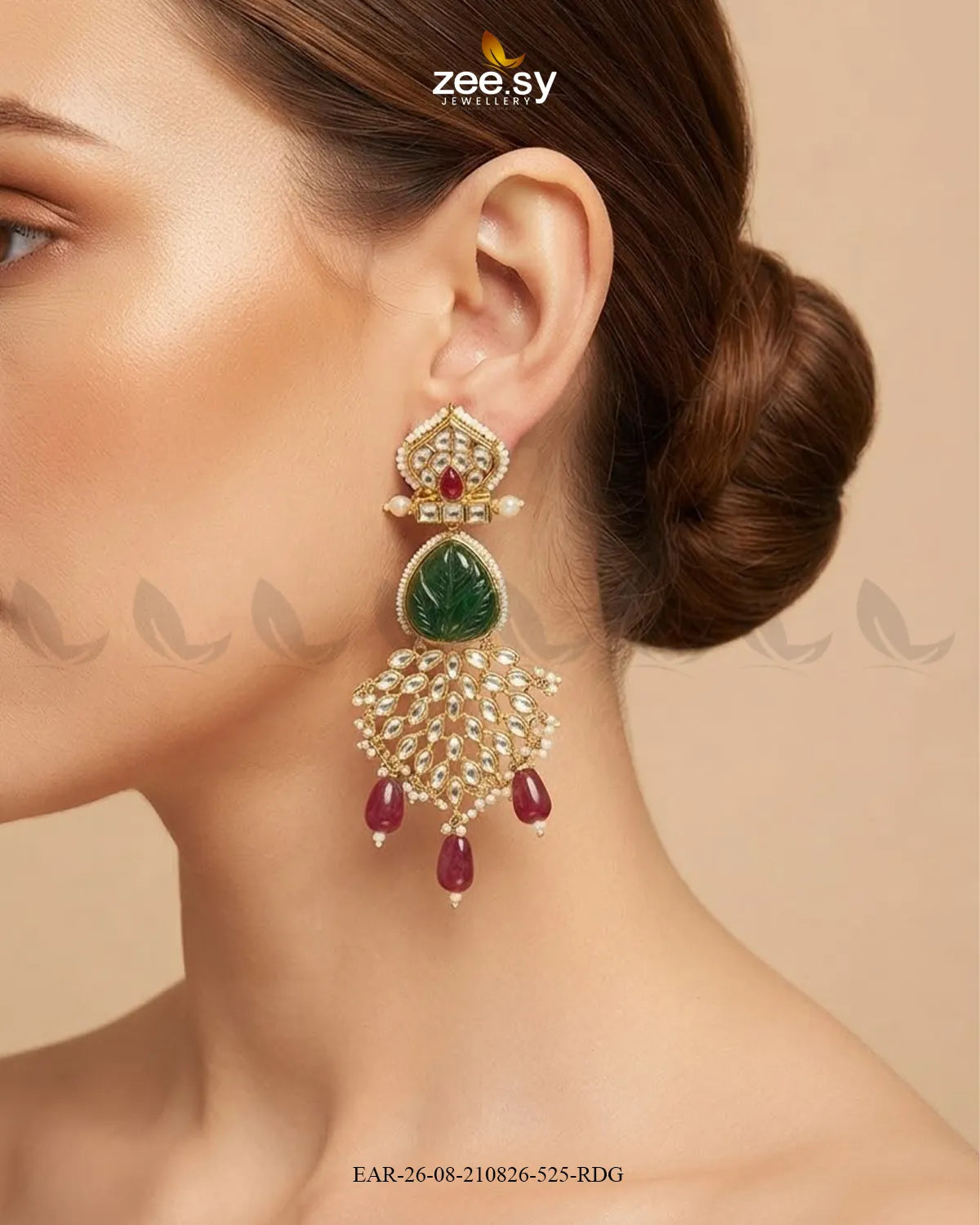 Flora Carved Kundan Earrings