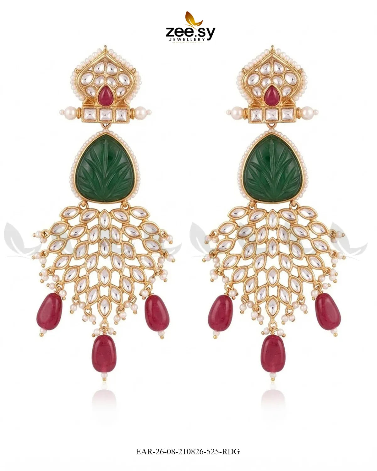 Flora Carved Kundan Earrings