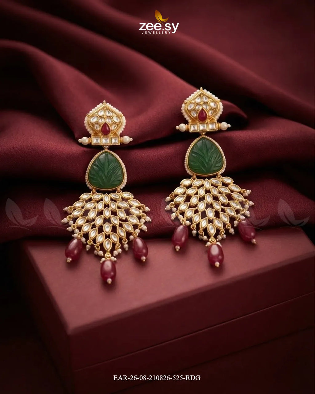 Flora Carved Kundan Earrings