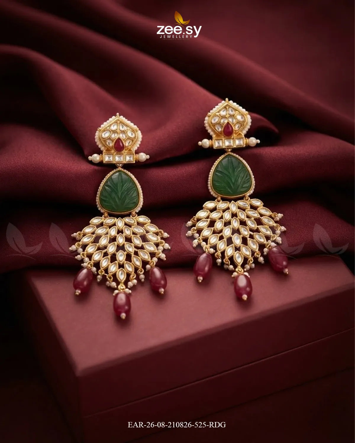 Flora Carved Kundan Earrings