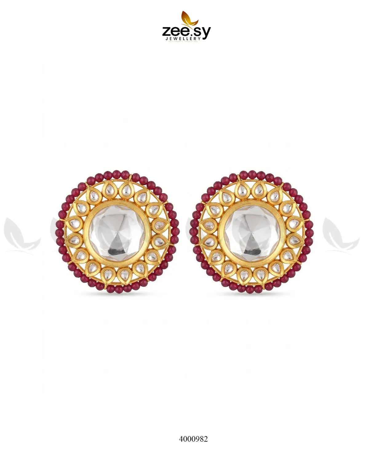 Hazel Beaded Circular Kundan Earrings