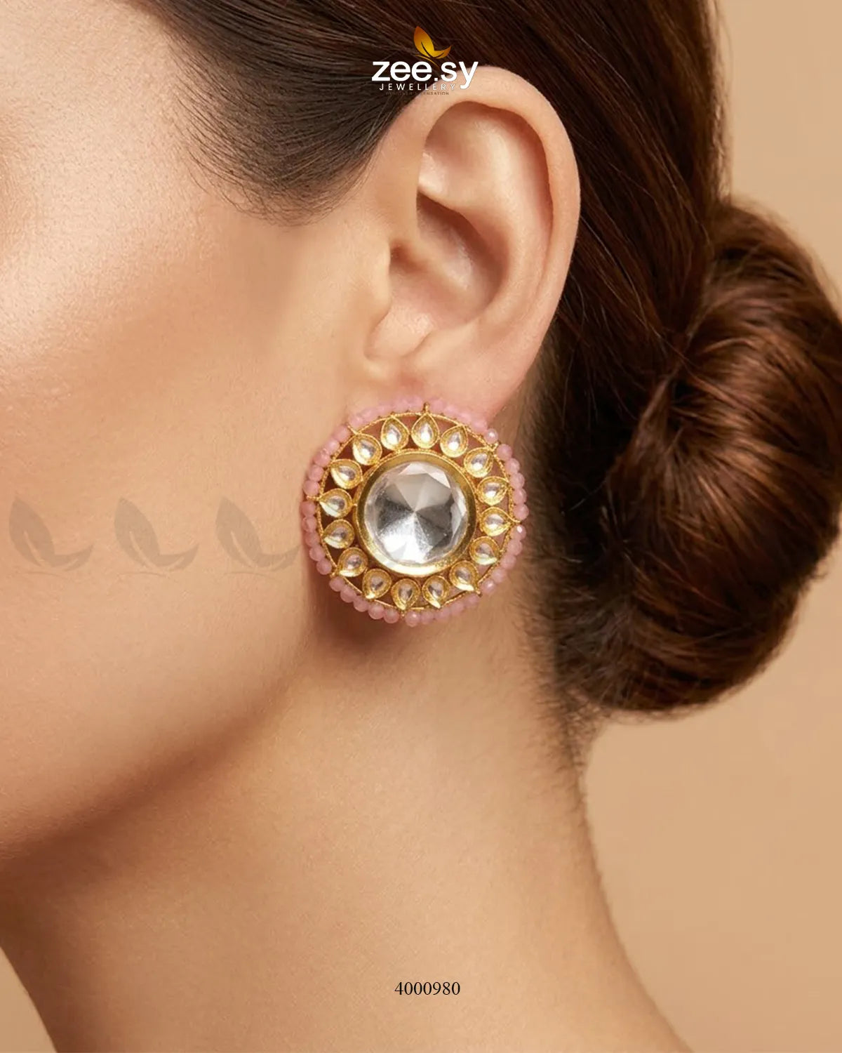 Hazel Beaded Circular Kundan Earrings