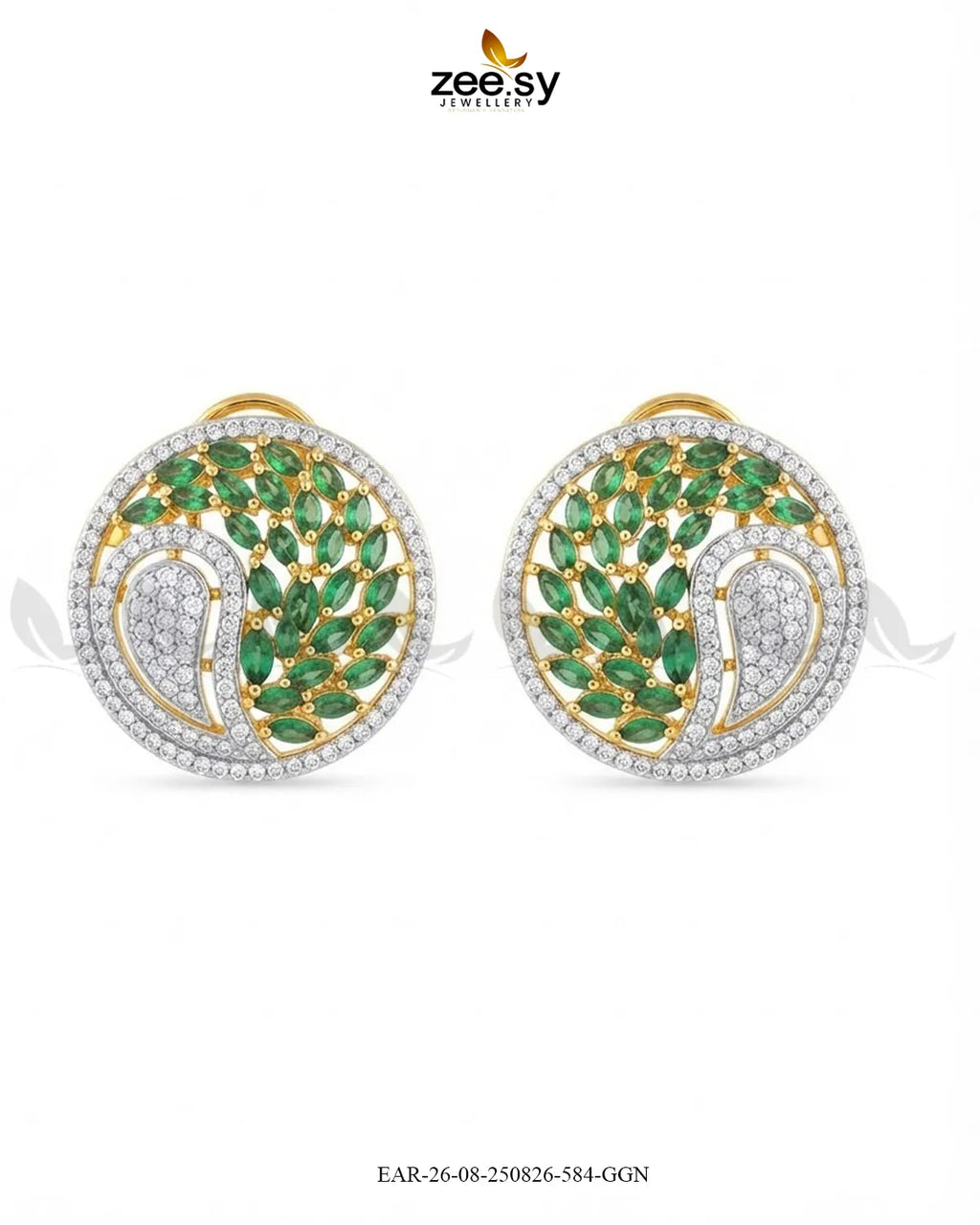 Ripple Pave Zircon Earrings - Golden