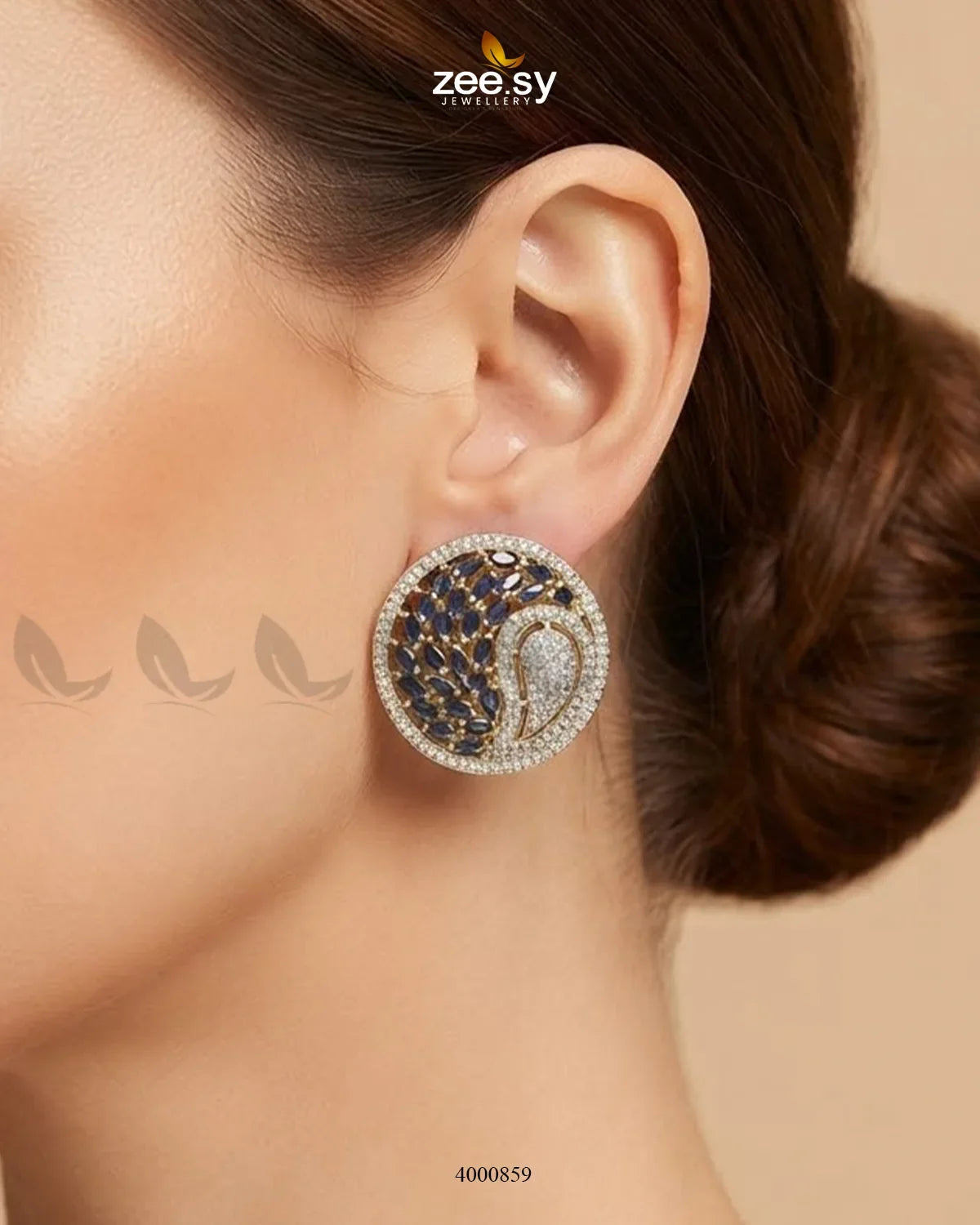 Ripple Pave Zircon Earrings - Golden